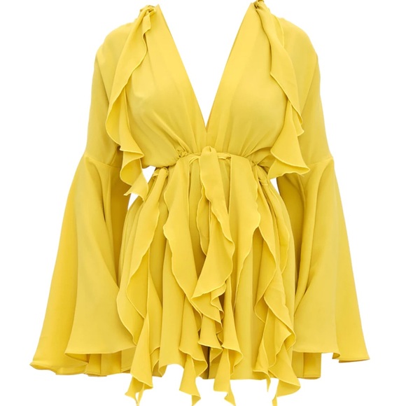 ANDREA IYAMAH Lemon Tari Romper.  Size Medium.  Like Brand New.  Worn One Time. - Picture 1 of 3